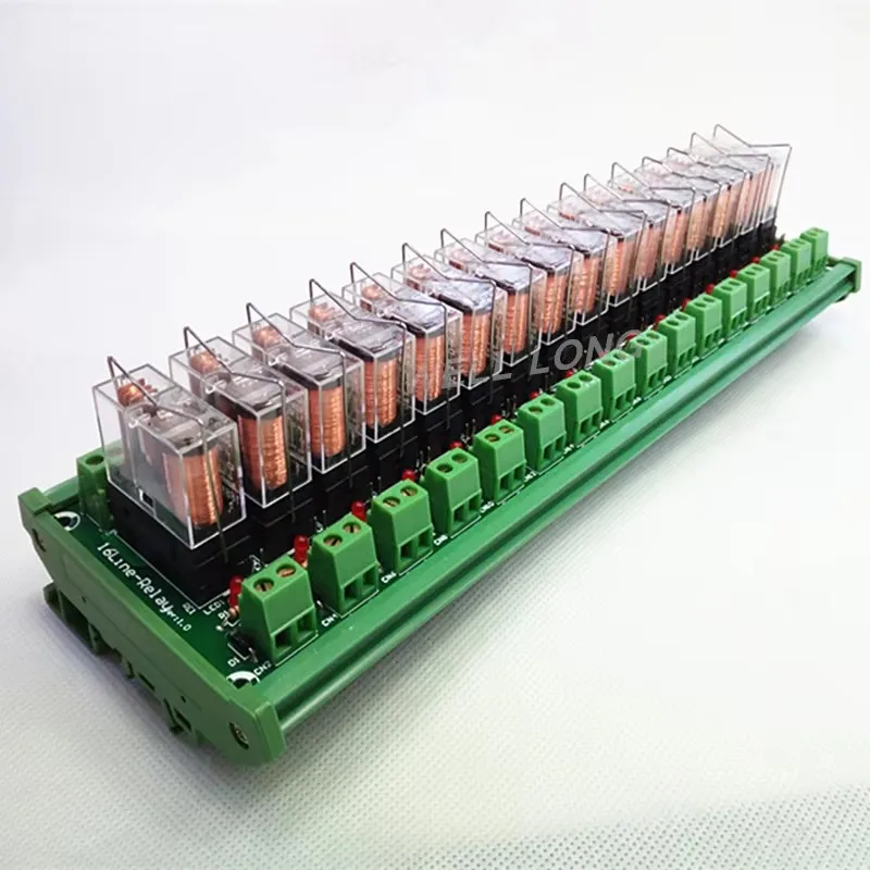 DIN Rail Mount 16 SPDT 16A Power Relay Interface Module,G2R-1-E DC24V Relay.