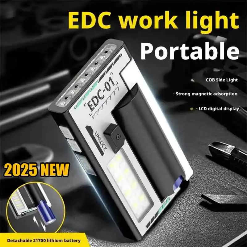 

Новый фонарь EDC 2025 года с 5 светодиодами, ультраяркий, водонепроницаемый, пылезащищенный, с аккумулятором 21700, рабочий фонарь с ультрадолгим временем освещения