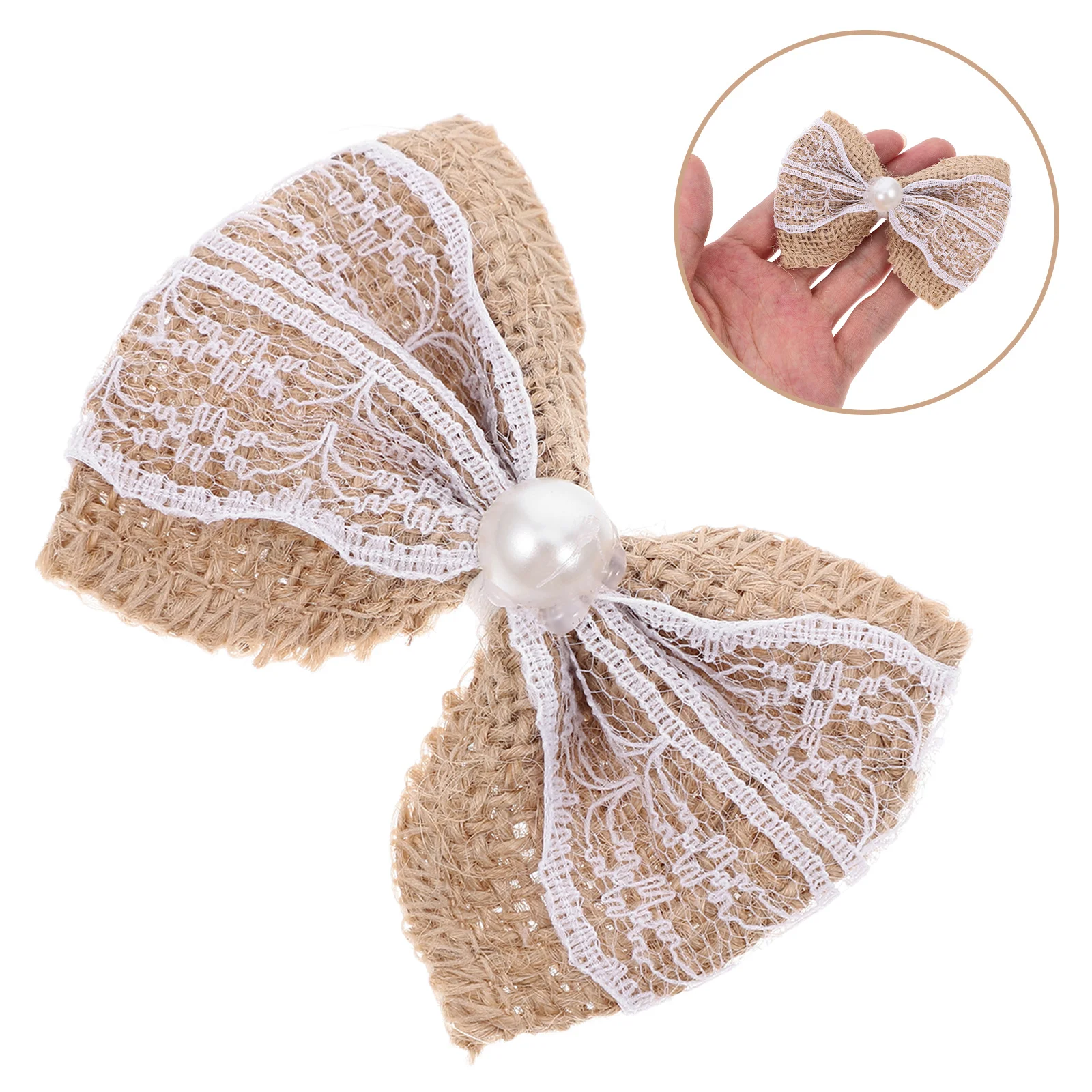 10Pcs Wrapping Bows Lace Linen Decorative Bows for Envelopes Greeting Cards Wedding Party Favors Retro Bow for Tree