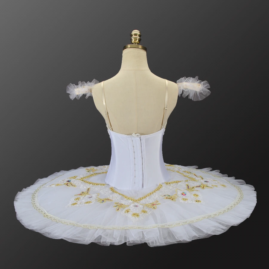 Orquídea dança profissional de alta qualidade tamanho personalizado branco ballet tutu meninas