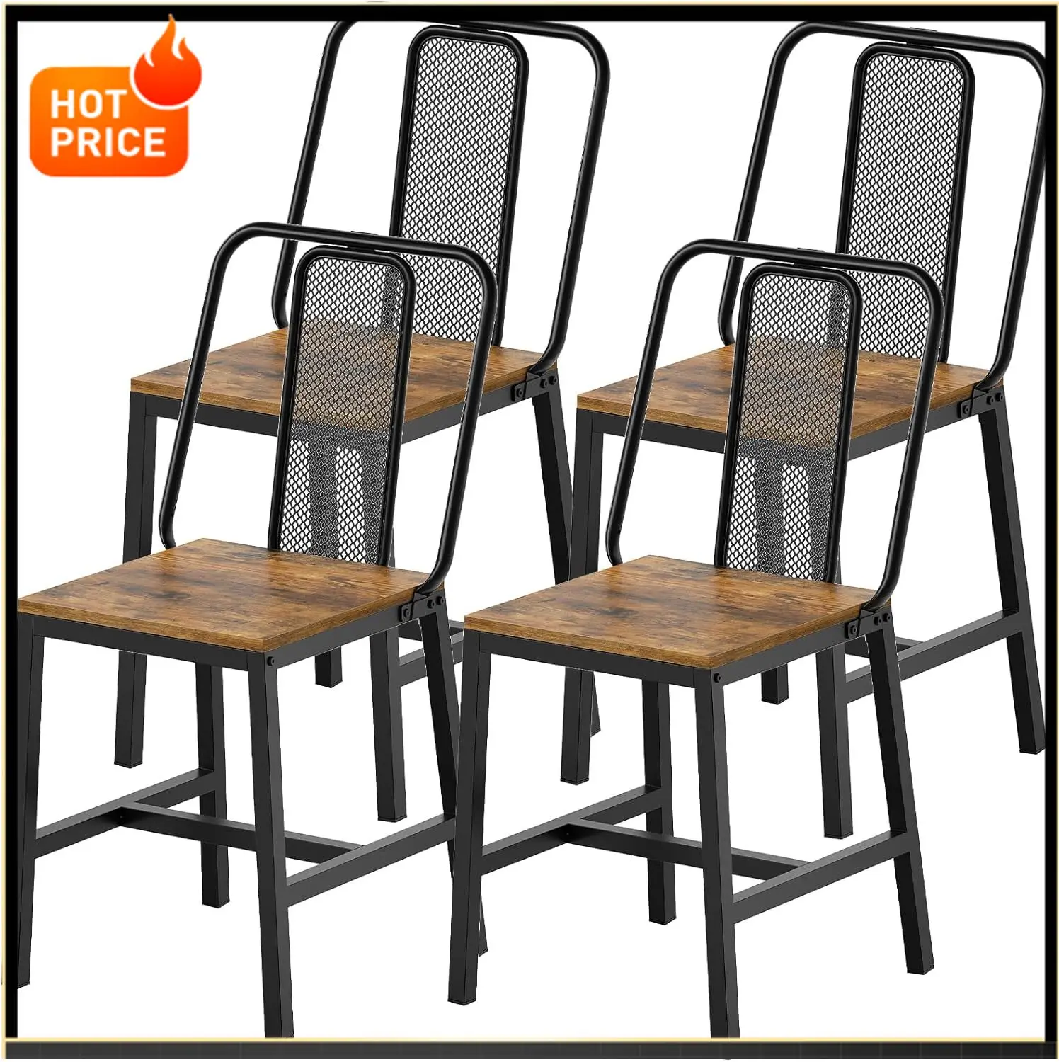 

Бестселлер: Комплект из 4 обеденных стульев, деревянные кухонные стулья, стулья в стиле фермерского дома с поддержкой для спины, для гостиной, кухни