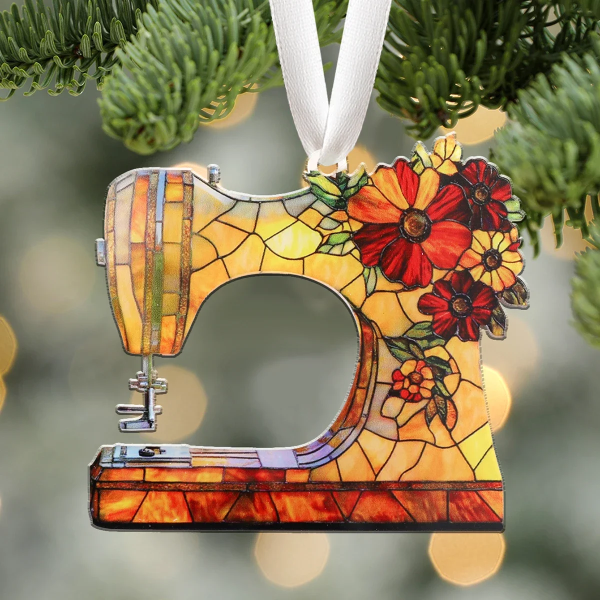 

Christmas Pendant Ornaments Acrylic Exquisite Retro Sewing Machine Decor Home Party Xmas Tree Decoration Navidad New Year Gifts