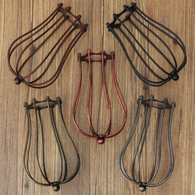 E27 shade black finished iron edison lamp shade vintage lighting cage shade with socket cover DIY lamp accessories