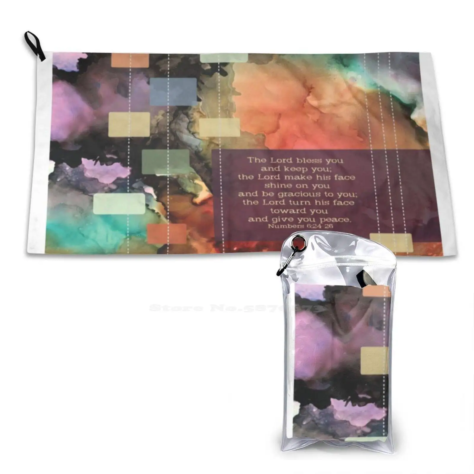 The Blessing-Colorful And Modern 3D Print Towel Sport Soft Towel Colorful Purple Blessing Modern Womans Bible Study Mantelpiece