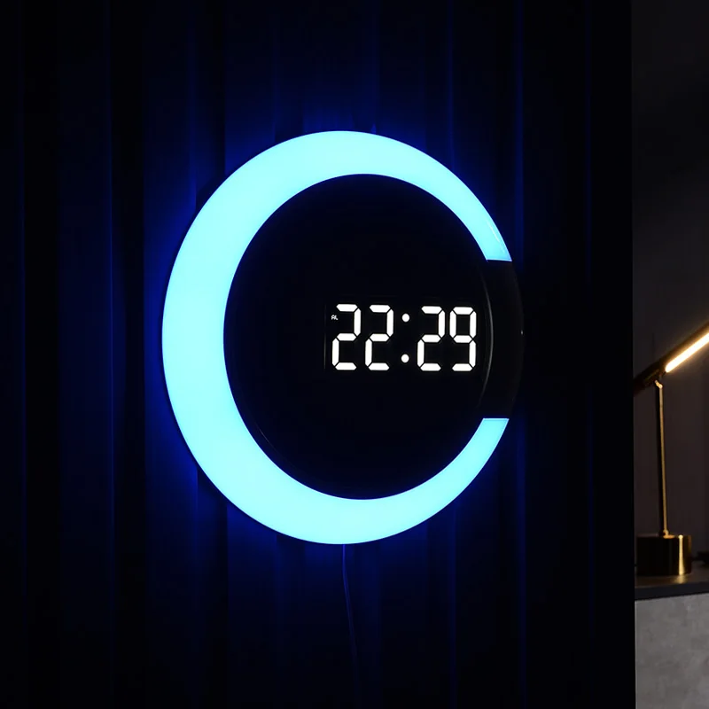 

LED luminous electronic clock wall hanging clock living room household fashion luxury simple creative alarm clock