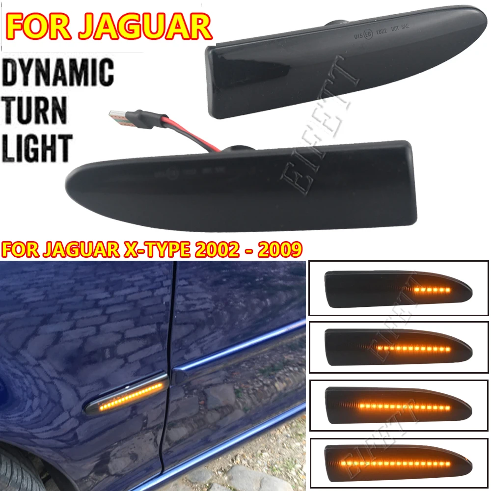

Автомобильные аксессуары для Jaguar X-TYPE 2002 2003 2004-2009, 1 пара, боковой габаритный фонарь, динамический светодиодный указатель поворота, мигающий индикатор