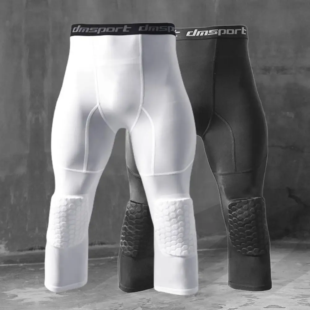 

Compression Pants With Knee Pads Honeycomb Padding 3/4 Length Breathable Youth Boys Sports Basketball Compression Pants