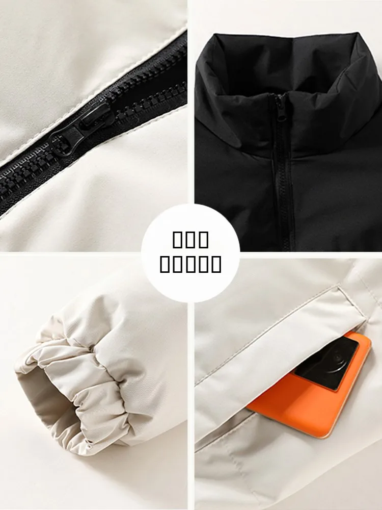 الدفء الرجال أسفل القطن Jaet الخريف الشتاء Faion الحضرية Sle سستة الديكور فضفاضة تناسب طويلة Sve الوقوف طوق معطف