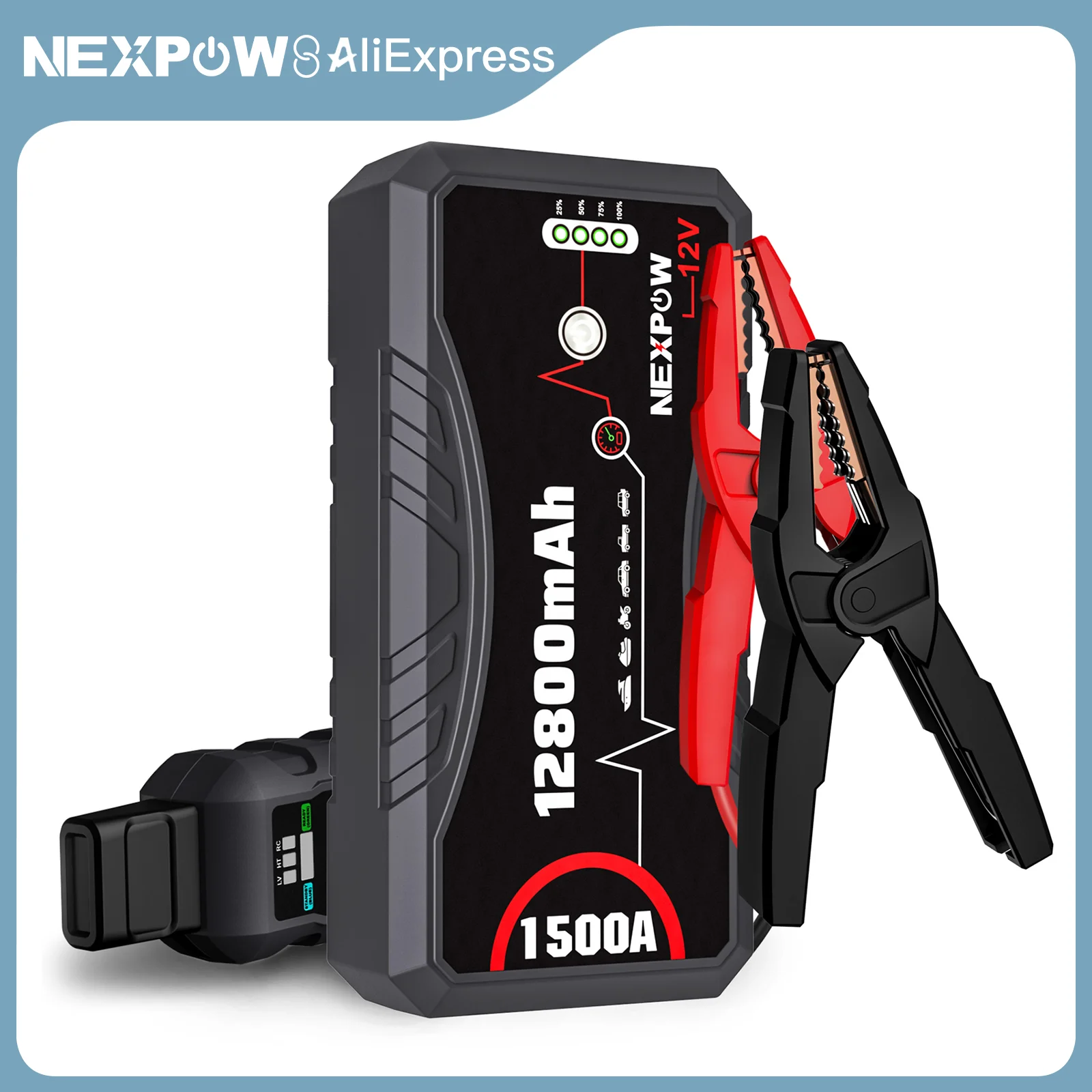 NEXPOW Jump Starter Power Bank,1500A Peak Current 12V for 7L Petrol and 5.5L Diesel Engine,Starter Power Bank with LED Torch/USB