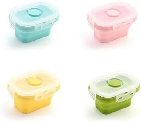 

4 Pcs Collapsible Silicone Food Container,Snack Containers for ,Small Collapsible Food Containers with , Stackable, Space Savi