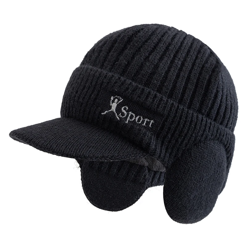 Neue Unisex Winter Hut Plüsch Fell Gefüttert Warme Earflap Kappe Stilvolle Beanie Hut Für Männer Frauen Im Freien Verdicken Ski Sport Gestrickte Hut