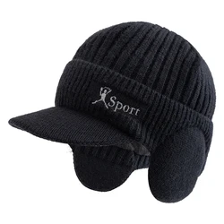 New Unisex Winter Hat Plush Fur Lined Warm Earflap Cap Stylish Beanie Hat For Men Women Outdoor Thicken Ski Sports Knitted Hat
