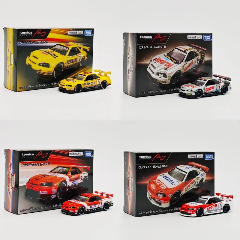 

Коллекционная модель автомобиля Takara Tomy Tomica Premium Racing Championship Nissan GT-R R34 в ливрее Castrol, литая под давлением, для энтузиастов и коллекционеров