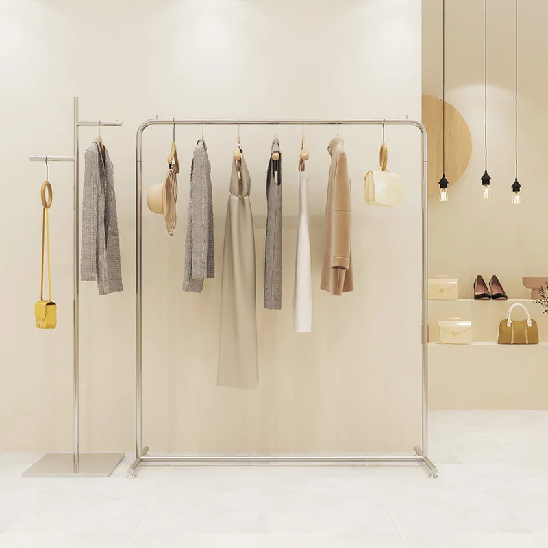 

Мобильные вешалки для магазина одежды из нержавеющей стали, простая портальная одежда