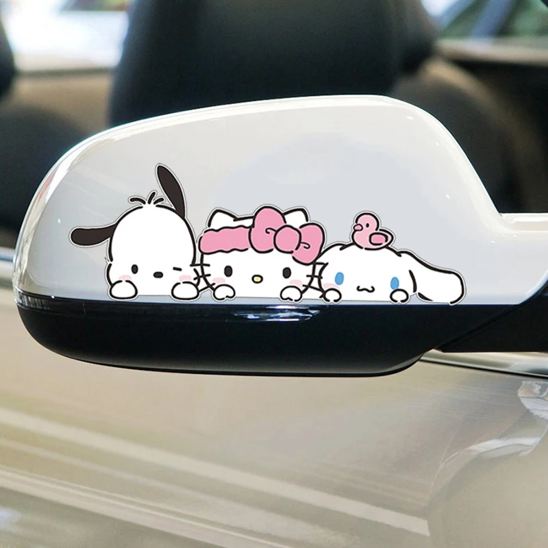 Sanrio-pegatinas Kawaii para coche, calcomanías decorativas para ventana, camión, automóvil, motocicleta, vehículos, accesorios