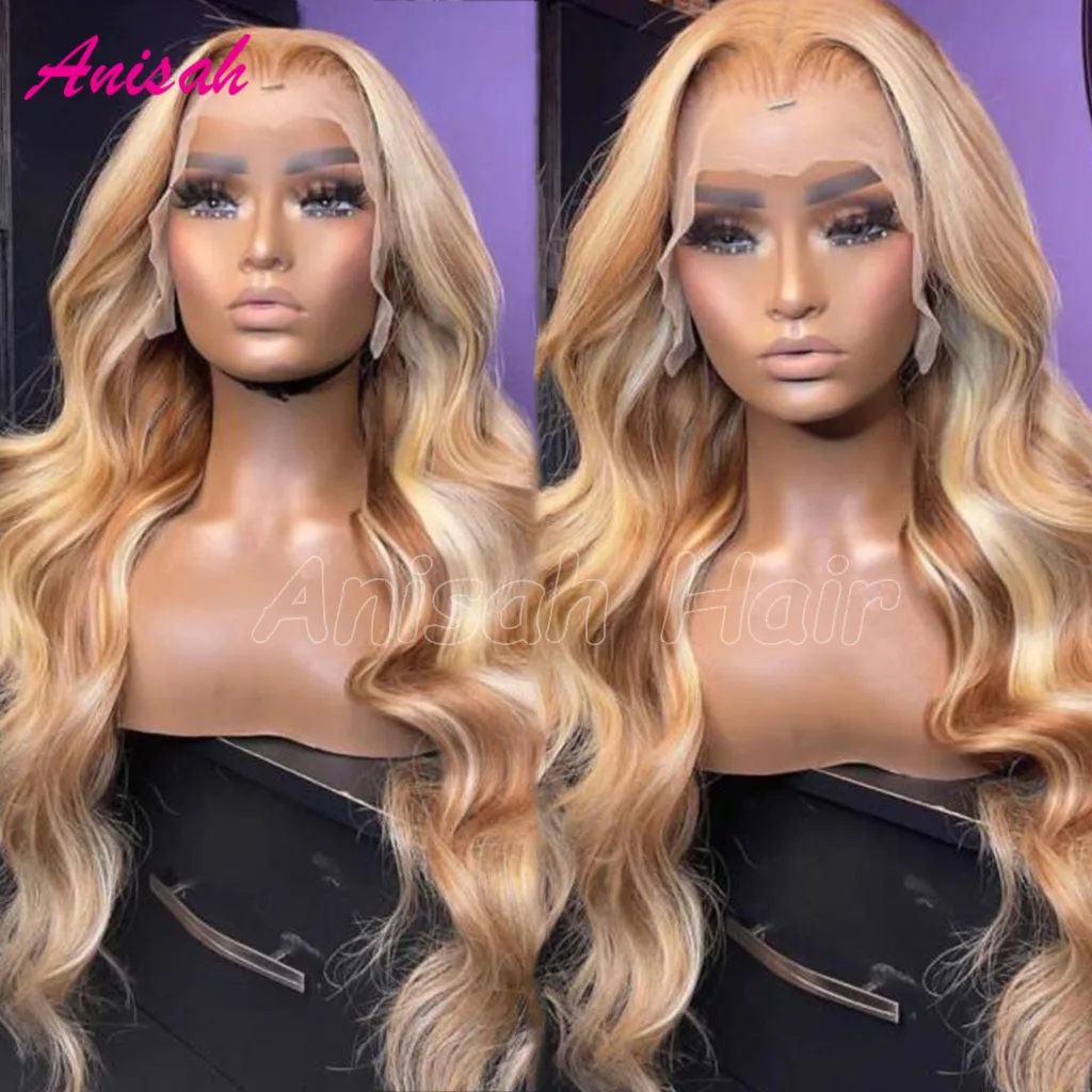 

Highlight Blonde Lace Front Wigs Human Hair Glueless Brazilian Virgin Hair Transparent HD Lace Frontal Closure Wig Preplucked