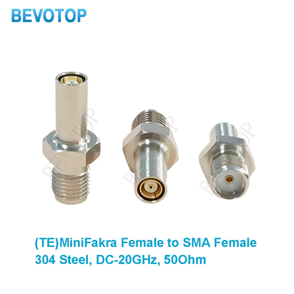 TE Type MiniFakra Female to SMA Female Adapter 304 Steel VSWR≤1.2 DC-20GHz 50Ohm High Frequency Connector High Quality BEVOTOP
