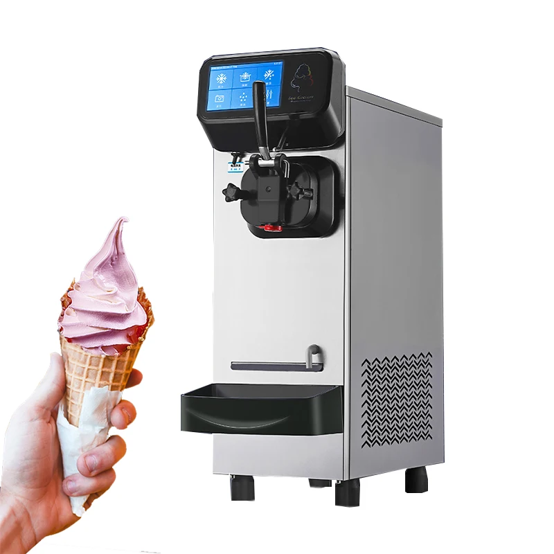Машина для мягкого мороженого Коммерческая маленькая автоматическая машина для мороженого Мини-настольная машина для мороженого с конусом, 220 В