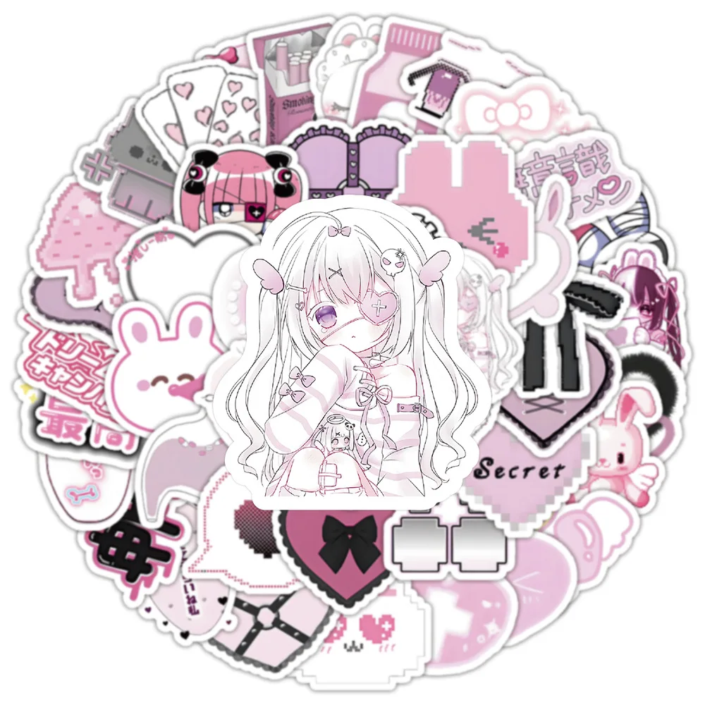 100 SZTUK Naklejek z Kreskówkową Dziewczyną w Stylu INS, Różowe, Wodoodporne, Naklejki do Rysowania, Zabawka, Prezent, DIY, Album, Dziennik, Gitara, Biurko, Rower, Rysowanie