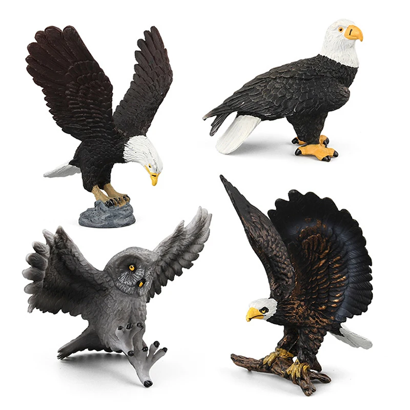 1Pc Simulated Animals Figurines Owl Eagle Action Figure Fun Toys Gifts Landscape Home Desktop Ornament Model Collection Figures