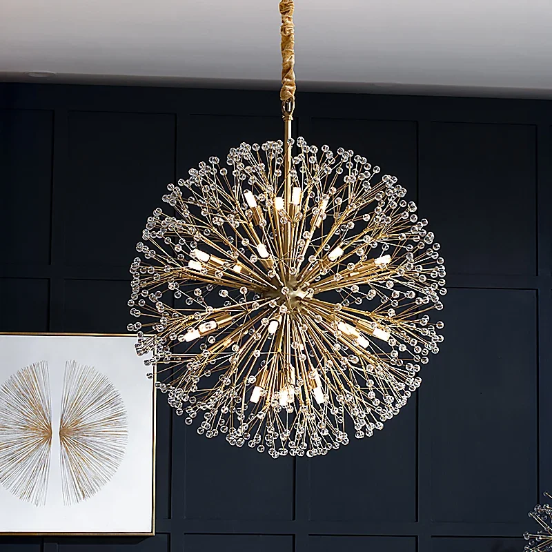 

LED Modern Taraxacum Luxury Dining Room Pendant Lamp Nordic Villa Living Firefly Crystal Bedroom Lighting