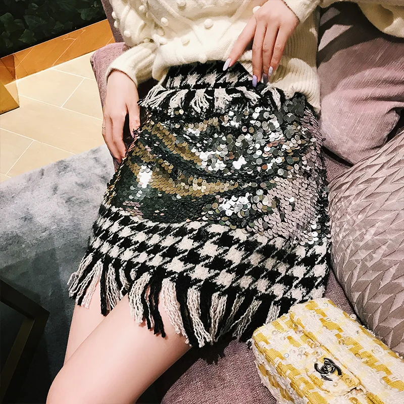 

Aviva on Earth Heavy Work Sequin Design ter Ne ort Sve Women's Dr High Waist Slimming Midi Skirt Autumn Faion