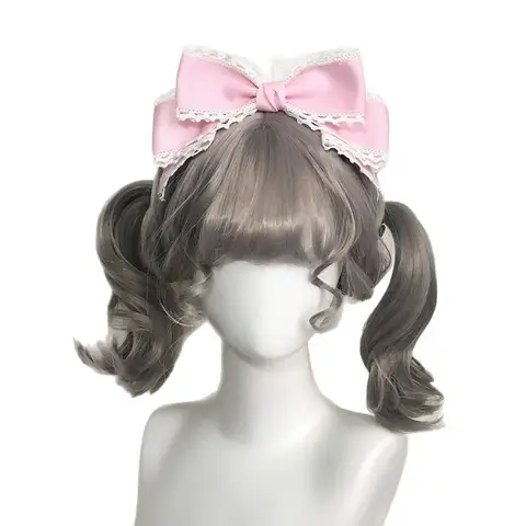 Women's Cute Hair Clips Blue Lolita Accessories Lolita Big Bow Headwear Black Hair Accessory Lolita Hair Clip Girls Cute Items