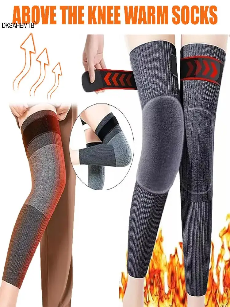 AliExpress NONE Winter Thickened Leg Warmer Artificial Imitation Wool Warm Knee Pads Cycling Running Hiking Fishing Special Warm Leg Cover 2025
