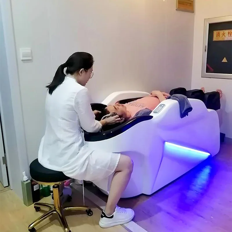 Chaise de salon de rasage pour hommes, équipement de lavage de shampoing, lit de massage spa thaïlandais, salon de beauté pour clients, cheveux japonais, ongles professionnels