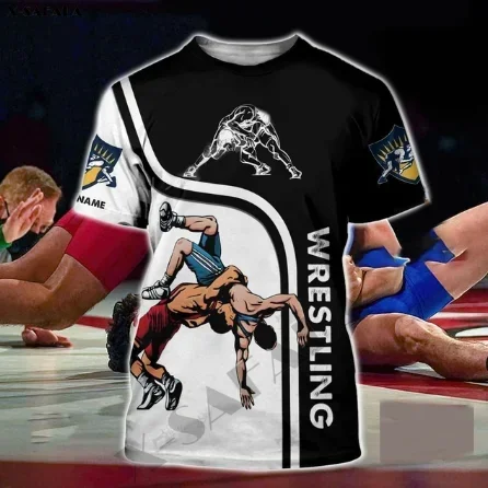 Wrestling Training Profession Competition Team Uniform 3D Print Sport Quick Dry Breathable Men T-shirt Parent-child Short Sleeve