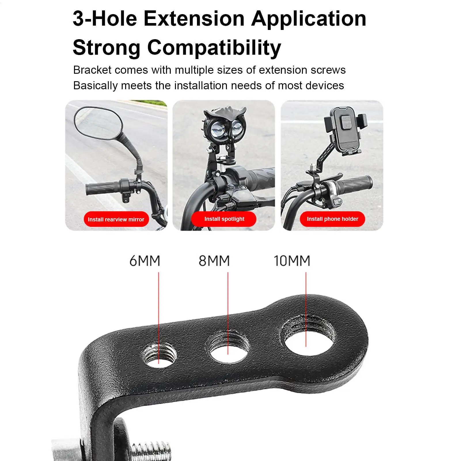 Motorcycle Mirror Mount Handlebar Extender For Motorcycle Motorbike Phone Mount For Headlight Phone Navigation Scooter Dirt Bike