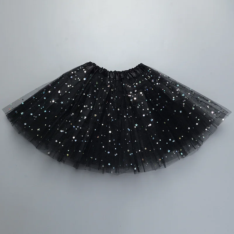 Kids Baby Star Glitter Dance Tutu Skirt For Girl Sequin 3 Layers Tulle Toddler Pettiskirt Children Chiffon 2-8T