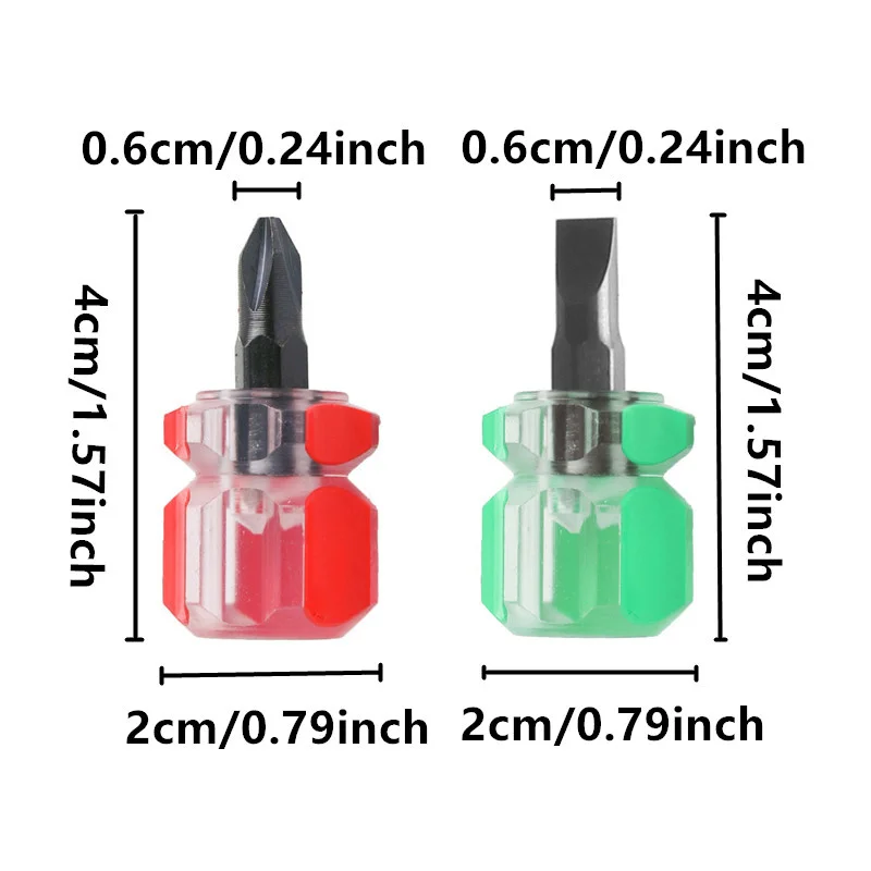 Mini Phillips Slotted Screwdriver Portable Short Handle Screwdriver Tools Flat Cross Head Screwdrivers for Household Repair