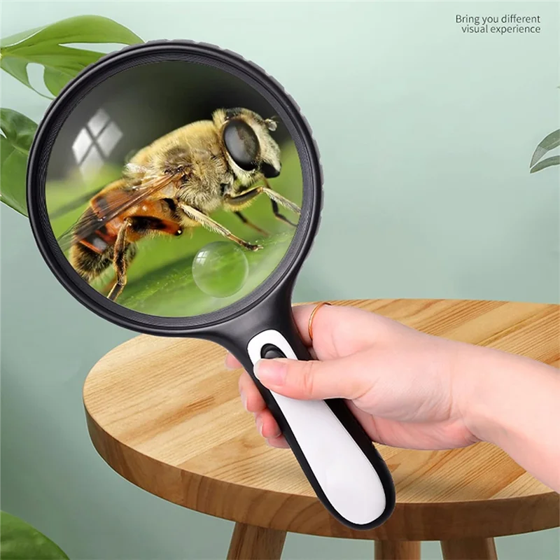 LED Magnifying Glass Handheld 3-30X/60X, Large Lighted Magnifier For Reading, Seniors, Crafts