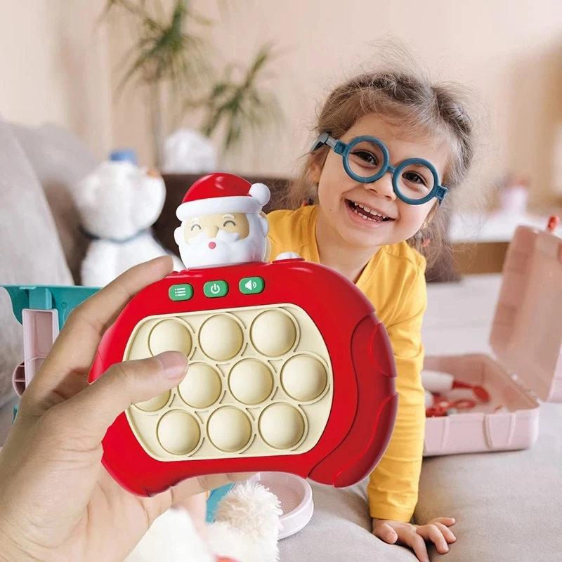 Christmas Pop Light Fidget Game Quick Push Bubble Game Handle Child Anti-Stress Halloween Toy Game Machine Relieve Stress Toy