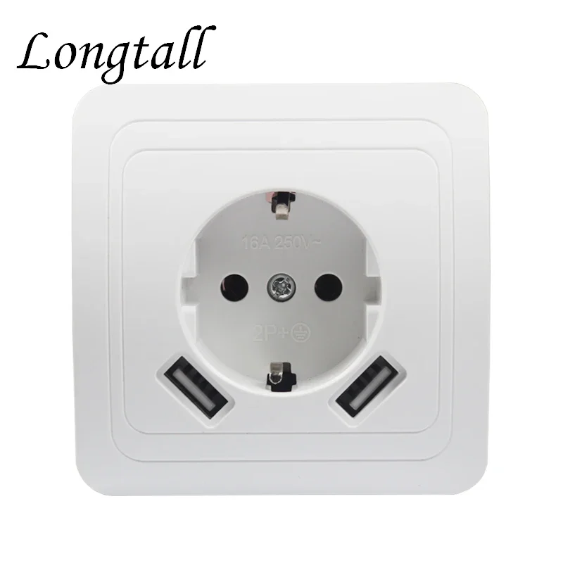 USB Wall Socket charger Double USB Port 5V 2A usb wall outlet high quality white color LB-04