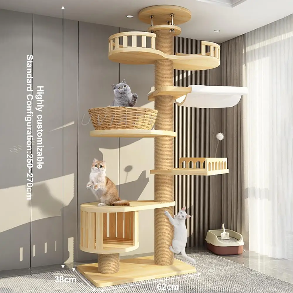 Imagem -05 - Grande Multi-nível Cat Tree Prateleira Madeira Escalada Quadro Arranhar Post Sisal Pilar Moer Patas Jumping Plataforma Perch Torre