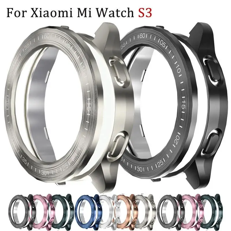 Cover for Xiaomi Mi Watch S3 Case Accessories PC Protector Shell for Mi Watch S3 Electroplated Wire Drawing Hollow Case+Bezel We