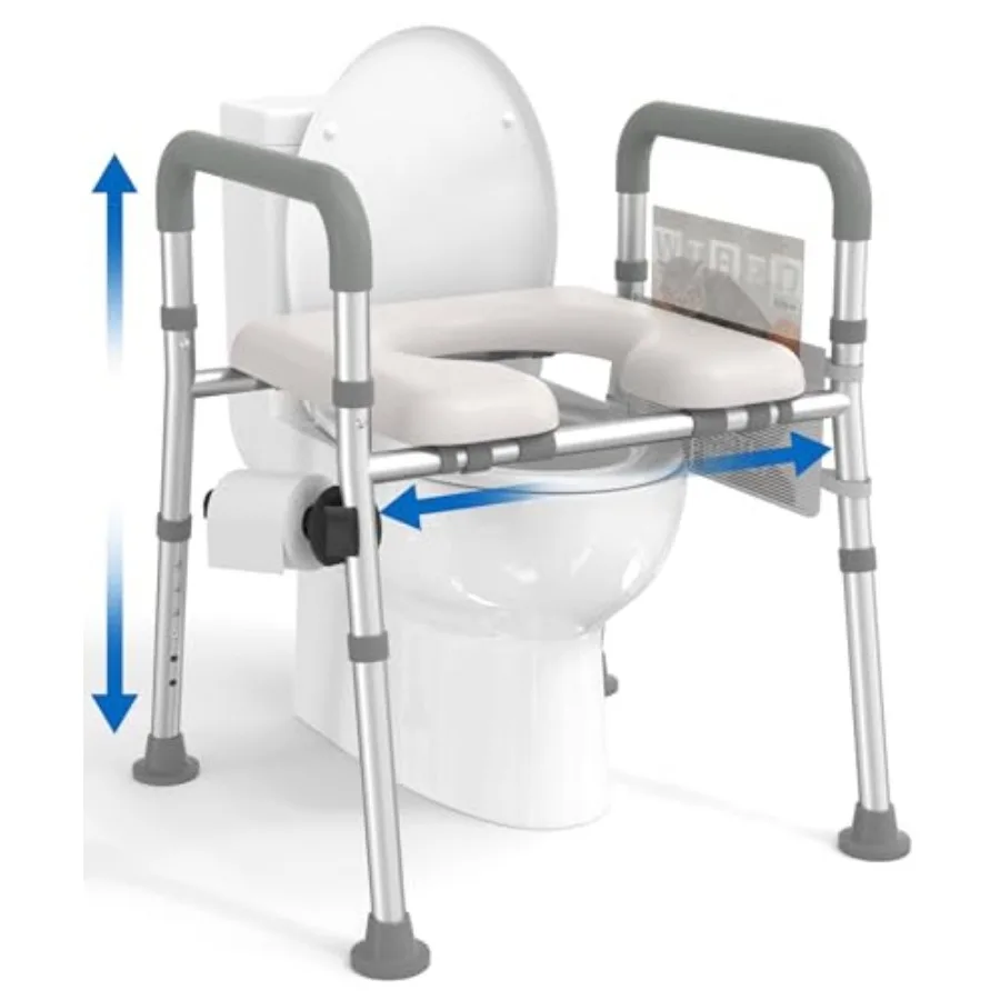

HOMLAND Raised Toilet Seat with Handles, Toilet Seat Riser for Seniors with Adjustable Height and Width, 400lb Handicap Elevate