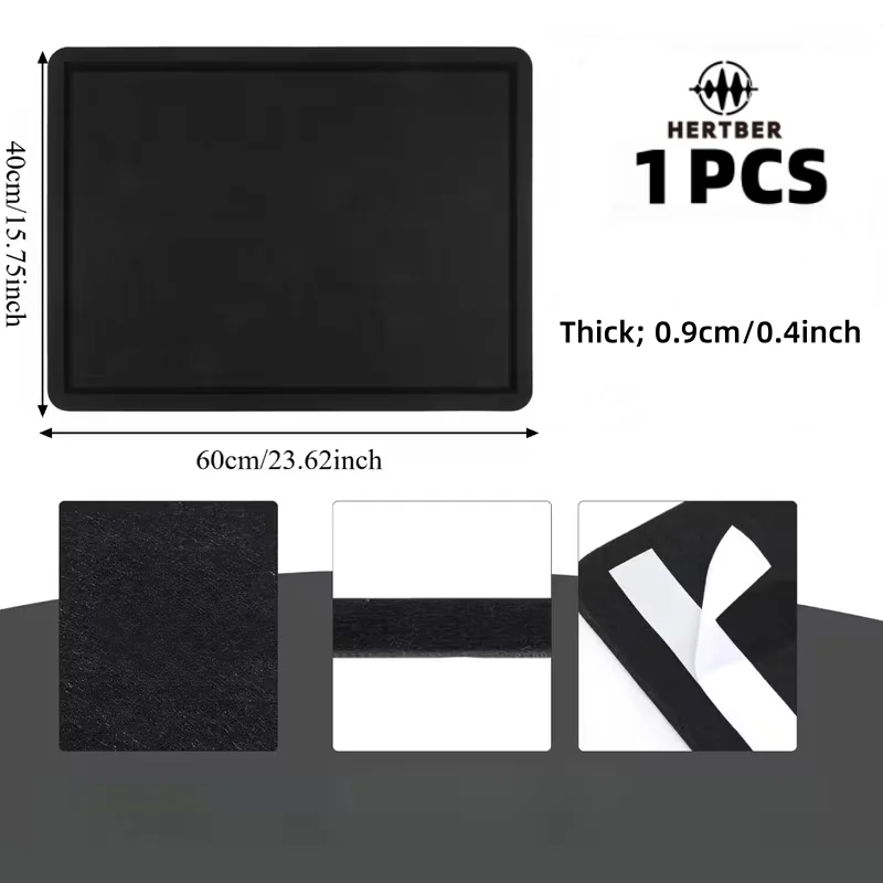 HERTBER 1Pcs Square Self Adhesive Felt Pin Board Thick Soft Bulletin Board No Drill No Magic Tape Photo Memo Display for Office