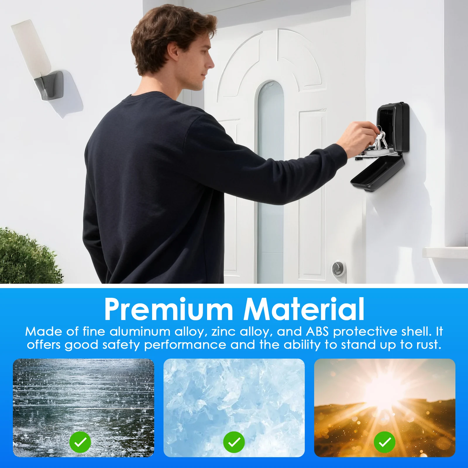 NEW Key Lock Box Wall-Mount Secret Code Security Key Safe Secret Organizer Box No Key Home Office Weatherproof Safe Key Keeper