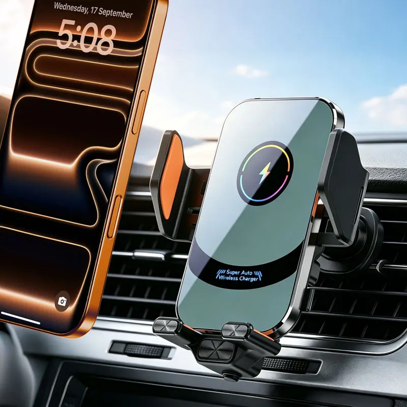 Car Wireless Charger Air Vent Phone Holder For iPhone 17~12 Pro Max Samsung S26 S25 S24 Xiaomi Fast Charging Cellphone Bracket