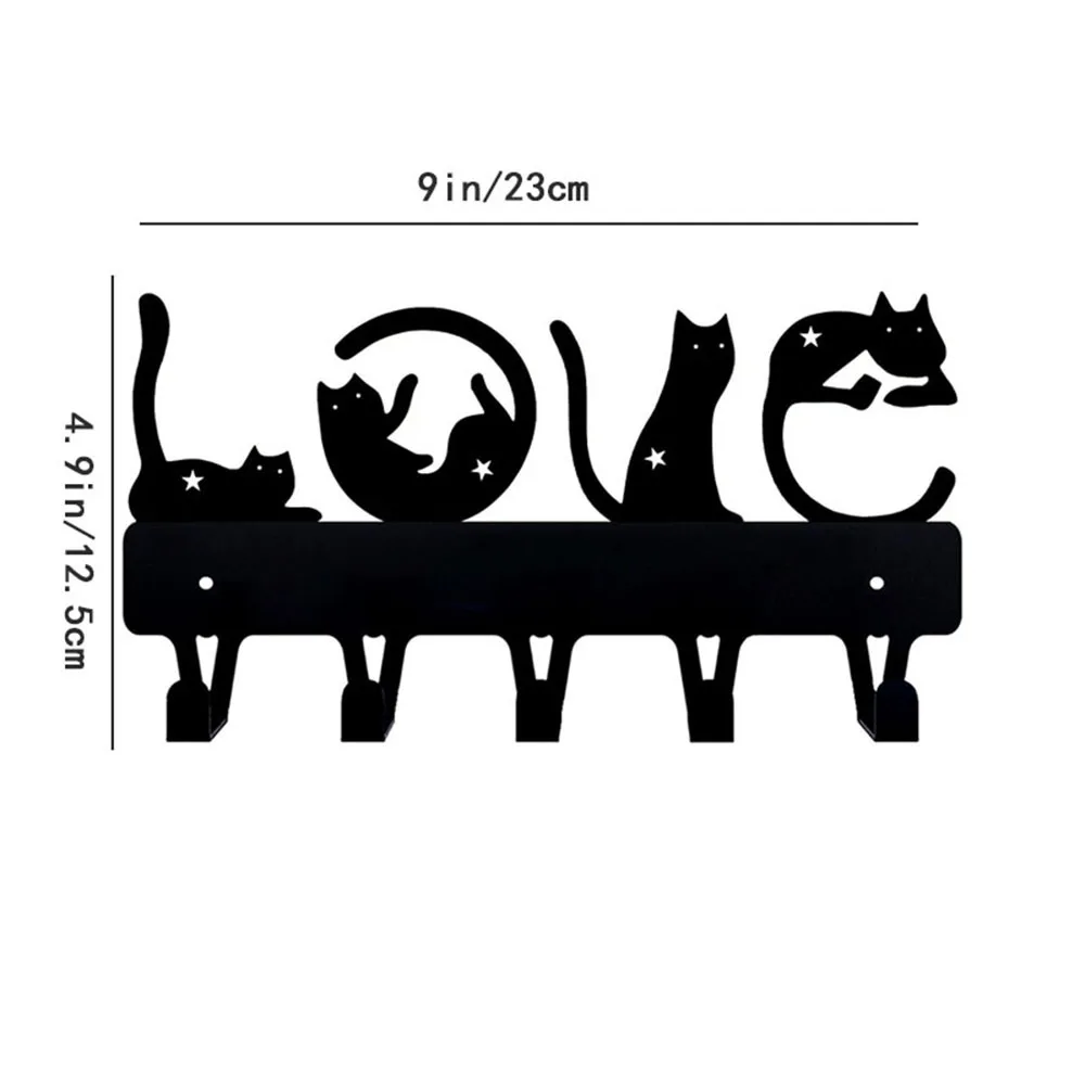 CIFBUY Love Cats Key Rack Wall Mount Metal Key Holder Towel Coat Hanger Durable Rust Proof Home Decor Gift Plaque