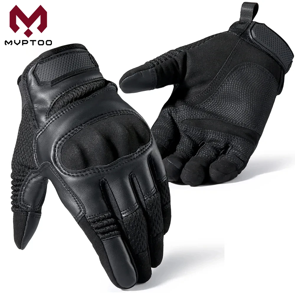 Tactical Gloves Touch Screen PU Leather Protective Shell Non-slip Gear Outdoor Hunting Paintball Motorcycle Sport Cycling Work
