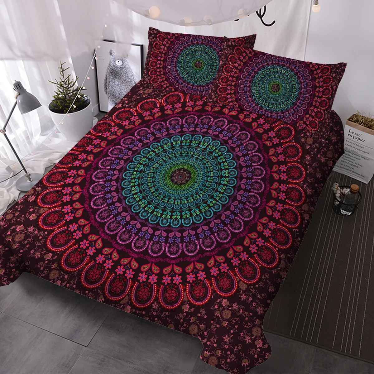 vintage mandala yoga duvet cover set king queen double full twin single size bed linen set