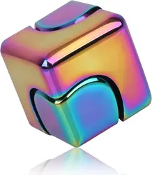 Square Decompression Spinning Top Dice Alloy Cube Anti-Anxiety Fingertip Toys Hand Fidget Spinner Vent Toys Flipo Flip For Kids