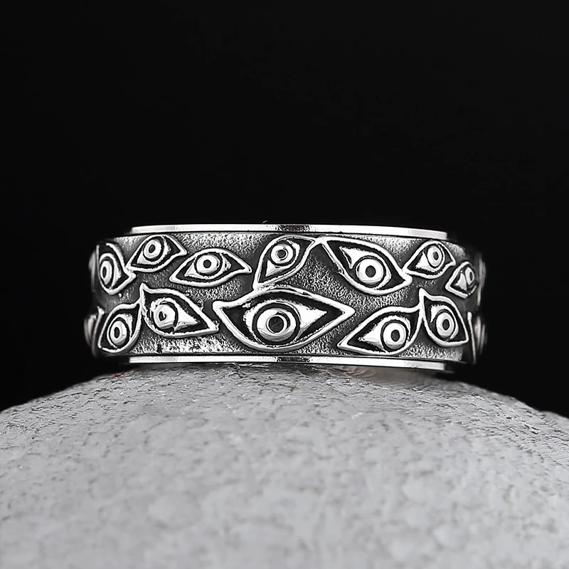 Vintage Punk Geschnitzte Augen Herren Ring Finger Schmuck Hip Hop Rock Kultur Ring Unisex Frauen Männliche Party Metall Ringe Zubehör