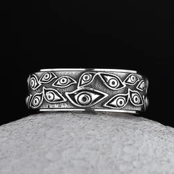Vintage Punk Carved Eyes Mens Ring Finger Jewelry Hip Hop Rock Culture Ring Unisex Women Male Party Metal Rings Accessories