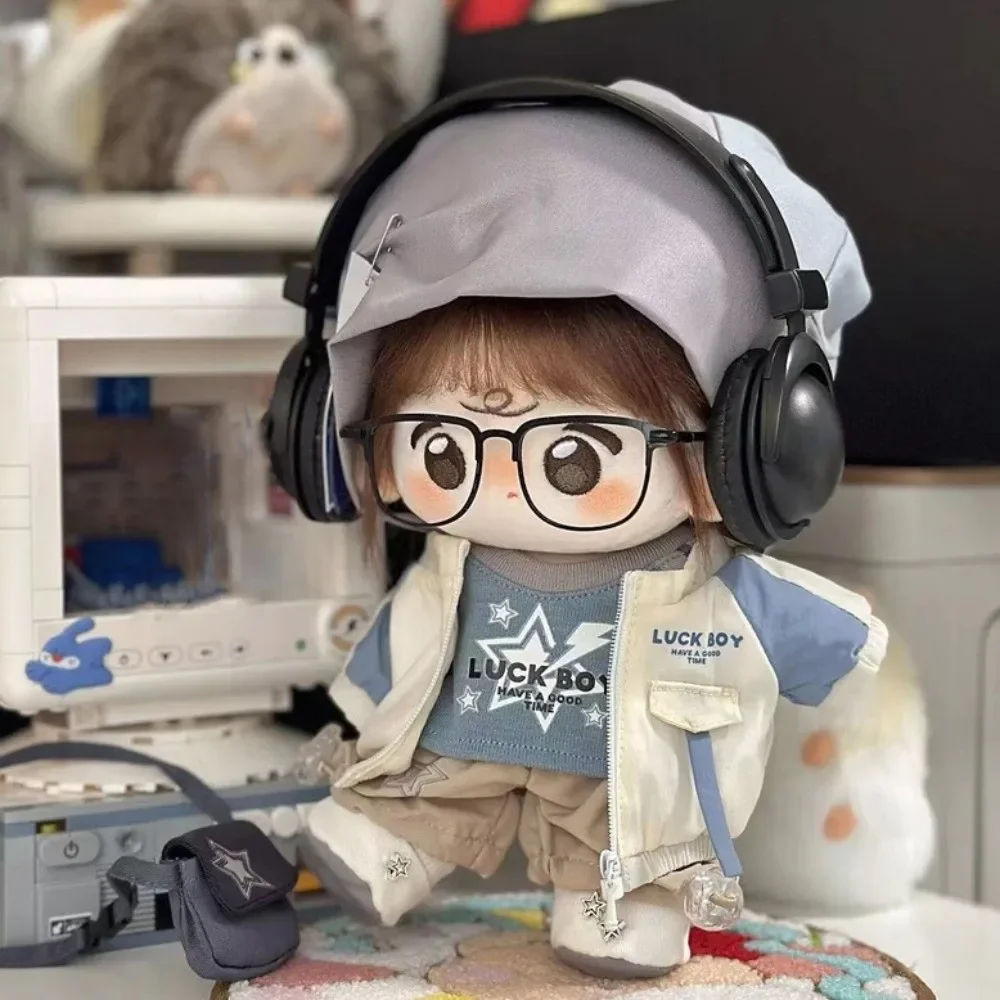 

20cm College Uniform Plush Doll Clothes, Cool Sport Style Jacket & Skirt Set, Cute Preppy Outfit for Cotton Dolls Wardrobe & Gif