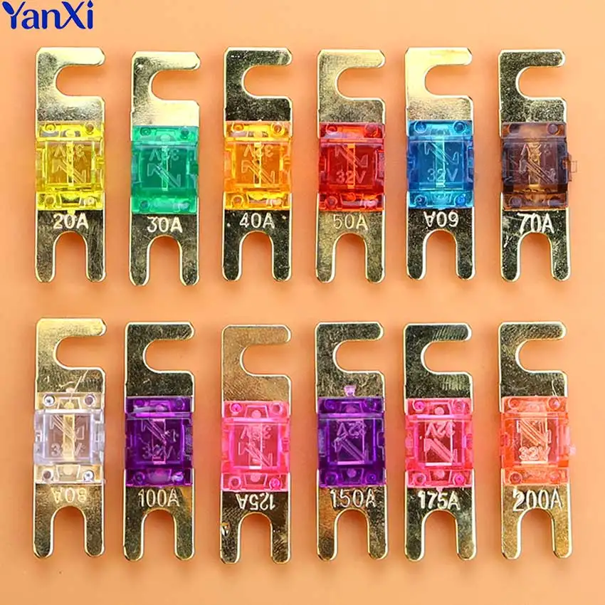 ANL Gold Plated Stud Car Fuses Mini Car Stereo Audio AFS Fuse 20A 30A 40A 50A 60A 70A 80A 100A 125A 150A 32V Auto Fuse Fuses
